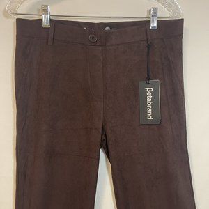 Betabrand Women's Faux Suede Brown Straight-Leg Classic Dress‎ Pants Size Large
